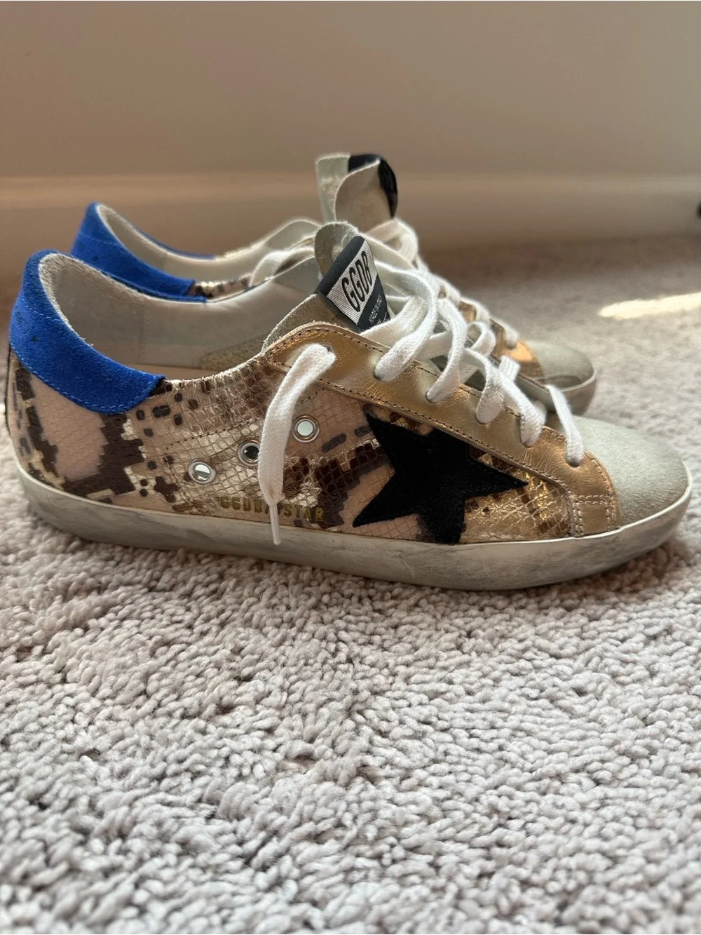 Golden Goose Women’s Sneakers with Black Star and Blue Heel - Picture 3 of 5
